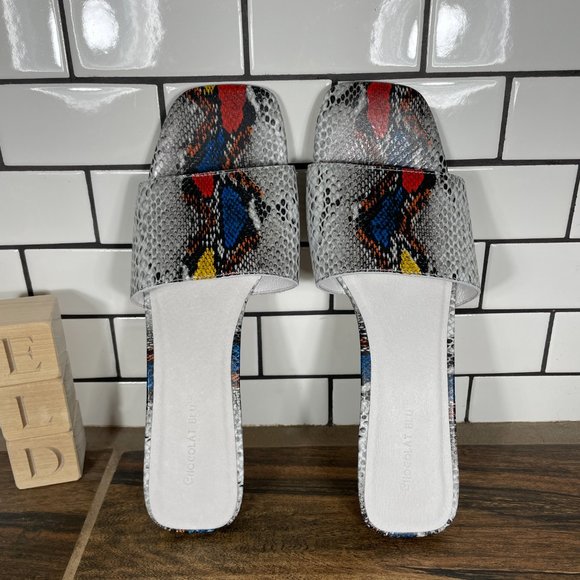 Chocolat Blu Cali Womens Sz 10 Shoes Snake Print Leather Comfort Slide Sandal - Picture 6 of 13